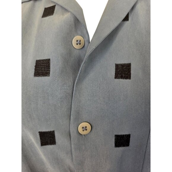 Nat Nast Y2K Silk Camp Shirt Men XL Rain Blue Black Embroider Retro Bowling Styl - Picture 7 of 13